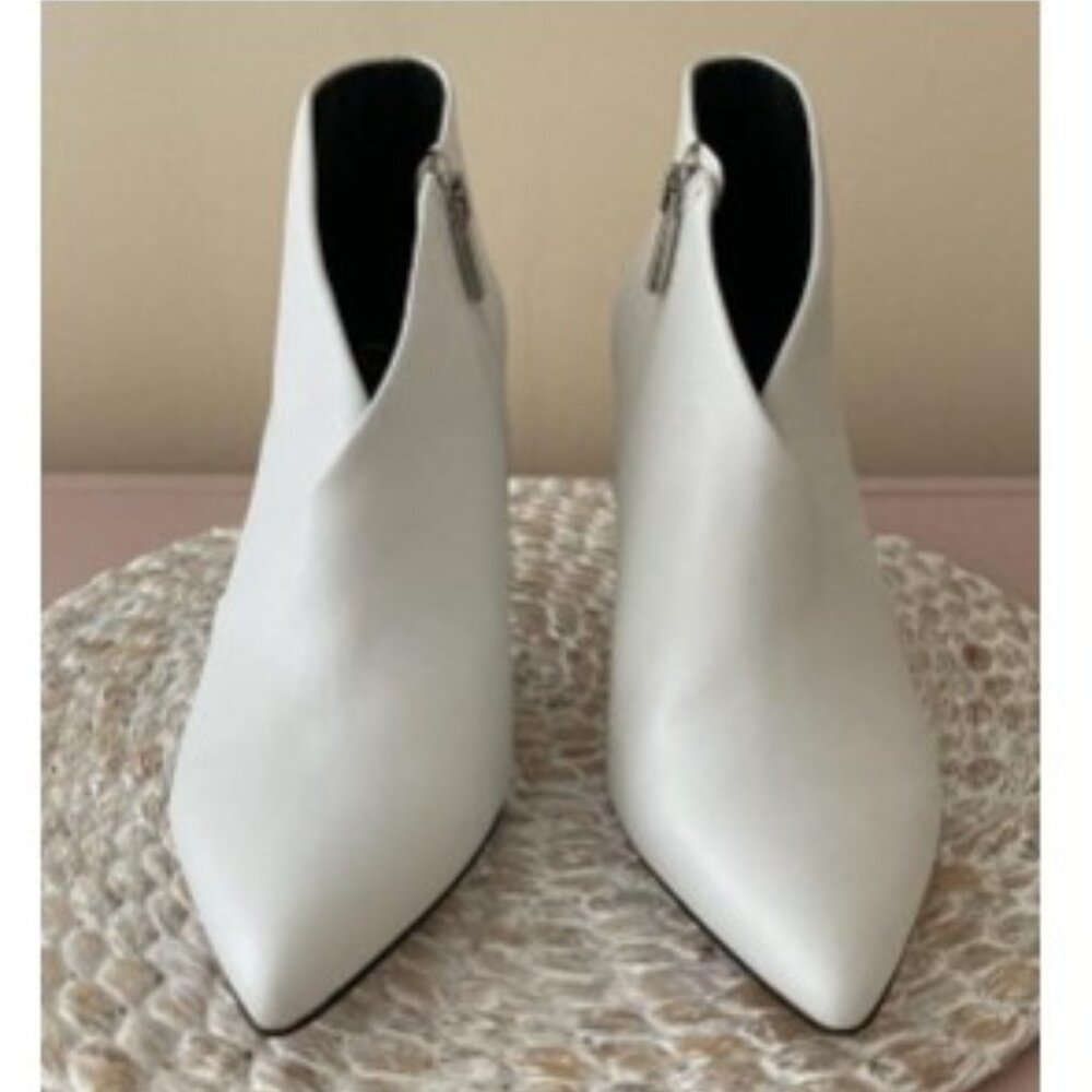 WHITE STILETTO ANKLE BOOTS